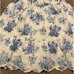 Loft blue and white floral skirt
